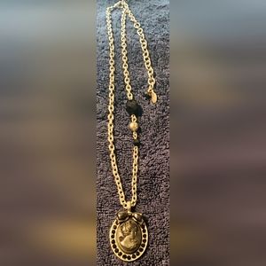 Tarina Tarantino Swarovski Cameo Black Necklace (Rare)
